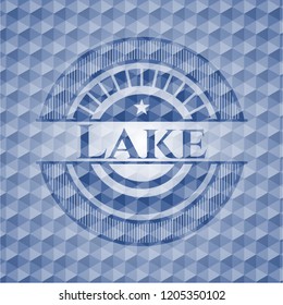 Lake blue polygonal badge.