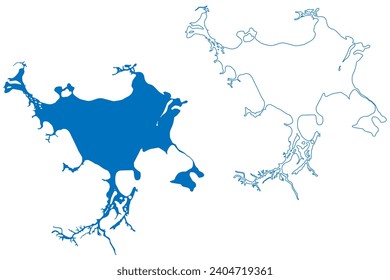 Lake Botkul (Republic of Kazakhstan, Russian Federation, Russia) map vector illustration, scribble sketch Botkul map