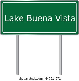 Lake Buena Vista , Florida, road sign green vector illustration, road table, USA city