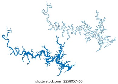 Lake Bull Shoals Reservoir (United States of America, North America, us, usa, Arkansas and Missouri) map vector illustration, scribble sketch Bull Shoals Dam map