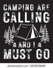 The lake is calling and i must go - Fishing typography T-shirt vector design. motivational and inscription quotes. perfect for print item and bags, posters, cards. isolated on black background 