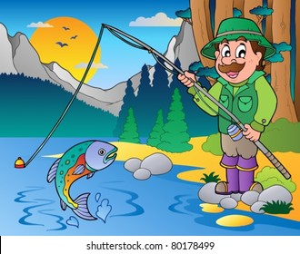 Man Fishing Cartoon Images Stock Photos Vectors Shutterstock