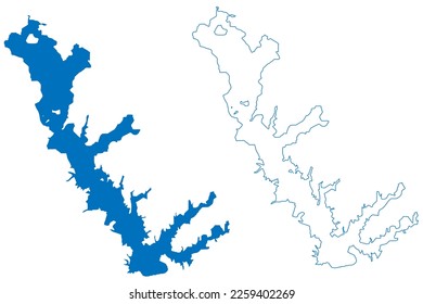 Lake Cedar Creek Reservoir (Vereinigte Staaten von Amerika, Nordamerika, uns, usa, Texas) Karte, Vektorgrafik, Skizze Joe B. Hogsett-Dam-Karte