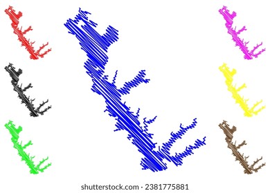 Lake Cedar Creek Reservoir (Vereinigte Staaten von Amerika, Nordamerika, uns, usa, Texas) Karte, Vektorgrafik, Skizze Joe B. Hogsett-Dam-Karte