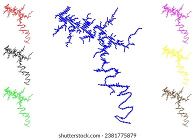 Lake Center Hill Reservoir (United States of America, North America, us, usa, Tennessee) map vector illustration, scribble sketch Center Hill Dam map
