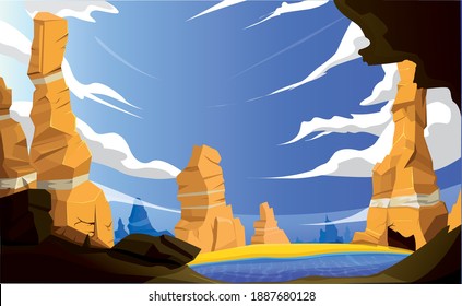 Lake in the center of a mountainous region