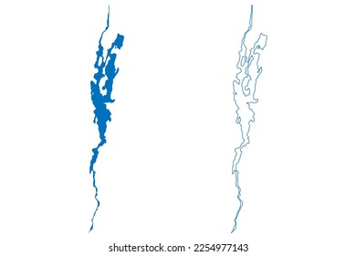 Lake Champlain (Canada, United States, North America, us) map vector illustration, scribble sketch Lac Champlain map