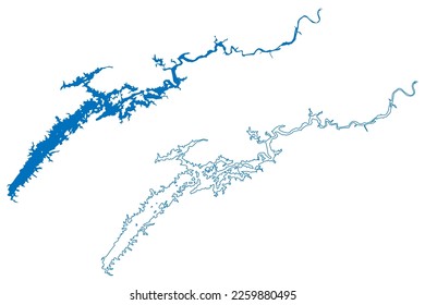 Lake Cherokee Reservoir (United States of America, North America, us, usa, Tennessee) map vector illustration, scribble sketch Cherokee Dam map