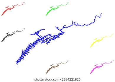 Lake Cherokee Reservoir (United States of America, North America, us, usa, Tennessee) map vector illustration, scribble sketch Cherokee Dam map