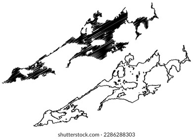 Lake Chott Ech Chergui (Africa, People's Democratic Republic of Algeria) map vector illustration, scribble sketch map