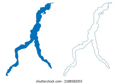 Lake Como (Italian Republic, Italy) map vector illustration, scribble sketch Lago di Como map