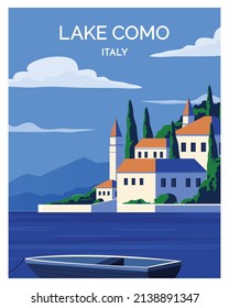 Lake como Italy Vector Illustration background landscape. suitable for, poster, postcard, art print. card. svg