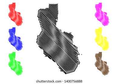 Lake County, California (Counties in California, United States of America,USA, U.S., US) map vector illustration, scribble sketch Lake map