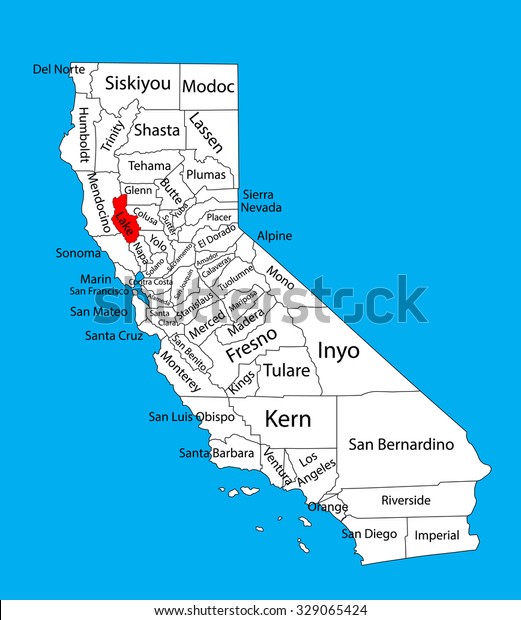 Lake County California United States America Stock Vector Royalty