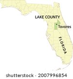 Lake county and city of Tavares location on Florida map