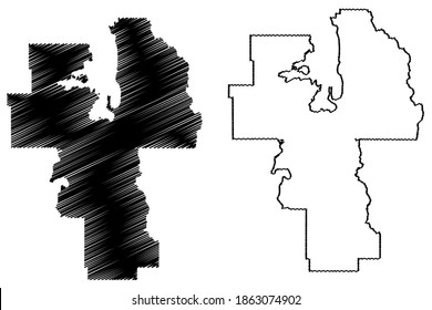 Lake County, Montana (U.S. county, United States of America, USA, U.S., US) map vector illustration, scribble sketch Lake map