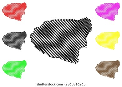 Lake Covadonga (Kingdom of Spain) map vector illustration, scribble sketch Lakes of Enol or Los Lagos map