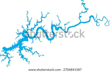 Lake Cumberland Map Shape Reservoir in Kentucky