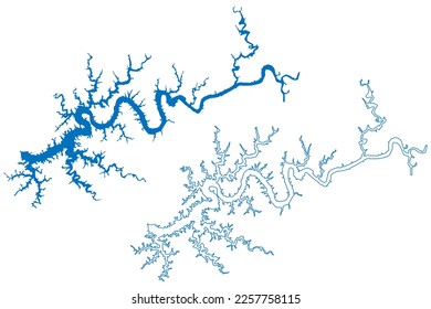 Lake Cumberland Reservoir (United States of America, North America, us, usa, Kentucky) map vector illustration, scribble sketch Wolf Creek Dam map