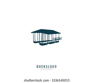 Lake dock logo template, lake dock silhouette simple silhouette