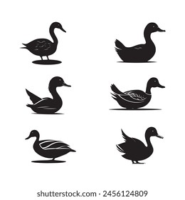 Ilustración de silueta de Vector de Lake Ducks.