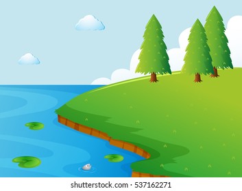 Lake edge scene with trees