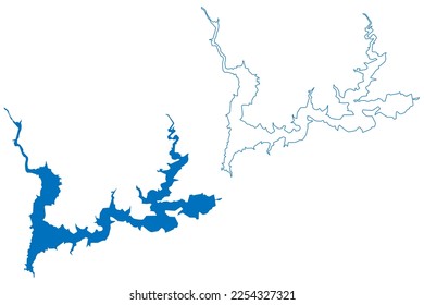 Lake El Atazar reservoir (Kingdom of Spain) map vector illustration, scribble sketch El Atazar Dam map