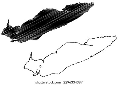 Lake Erie (Canada, United States, North America, us, Great Lakes) map vector illustration, scribble sketch map