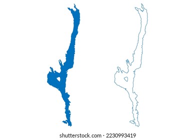 Lake Femund (Kingdom of Norway) map vector illustration, scribble sketch Femunden map