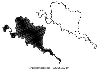 Lake Fewa (Federal Democratic Republic of Nepal) map vector illustration, scribble sketch Phewa, Baidam Tal map