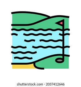 lake and field golf playground color icon vector. lake and field golf playground sign. isolated symbol illustration