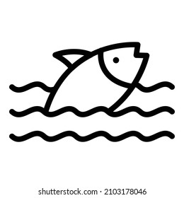 Lake Fish Farm Icon. Outline Lake Fish Farm Vector Icon For Web Design Isolated On White Background