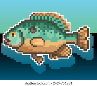 Lake fish, fishing fish vector pixel, vector pixel art