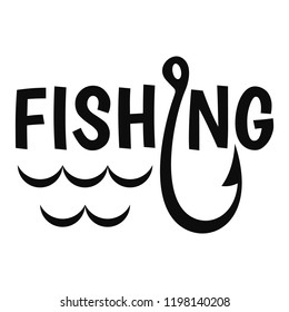 Lake fishing hook logo. Simple illustration of lake fishing hook vector logo for web design isolated on white background