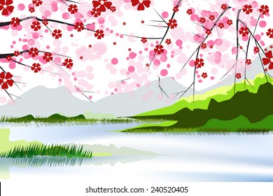 lake and flower