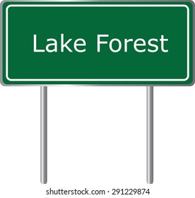 Lake Forest , California, road sign green vector illustration, road table, USA city