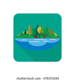 Lake and forest color flat icon