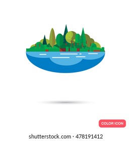 Lake and forest color flat icon