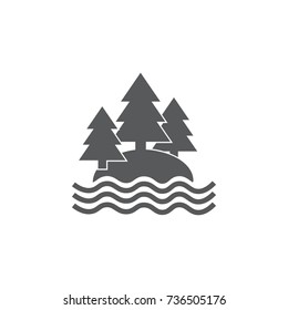 Lake and forest icon on white background