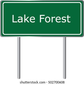 Lake Forest , Illinois , road sign green vector illustration, road table, USA city
