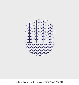 lake and forest monoline design logo