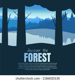 Lake in the forest. Vector minimalistic landscape