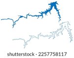 Lake Fort Peck Reservoir (United States of America, North America, us, usa, Montana) map vector illustration, scribble sketch Fort Peck Dam map