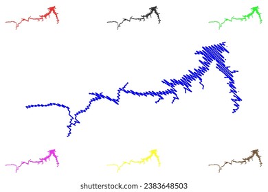 Lake Fort Peck Reservoir (United States of America, North America, us, usa, Montana) map vector illustration, scribble sketch Fort Peck Dam map