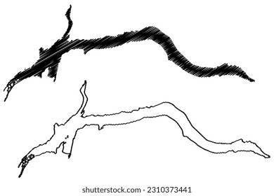 Lake Gander (Canada, North America, Newfoundland island) map vector illustration, scribble sketch Tsilhqox Biny map