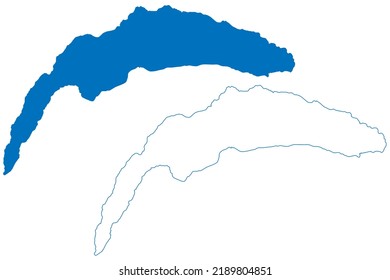 Lake Geneva (Swiss Confederation, Switzerland, French Republic, France) map vector illustration, scribble sketch Lake Geneva map