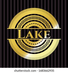 Lake golden badge or emblem. Vector Illustration. Detailed.