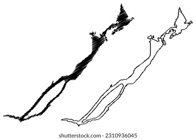 Lake Grand (Canada, North America, Newfoundland and Labrador) map vector illustration, scribble sketch map