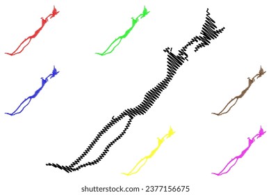 Lake Grand (Canada, North America, Newfoundland and Labrador) map vector illustration, scribble sketch map