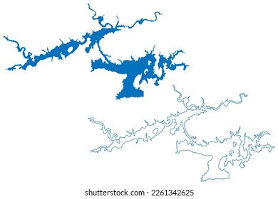 Lake Greers Ferry Reservoir (United States of America, North America, us, usa, Arkansas) map vector illustration, scribble sketch Greers Ferry Dam map